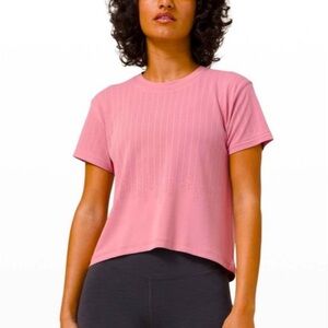 Lululemon Train to Be T-Shirt Pink 10 Crop CrossFit Gym Workout Athleisure